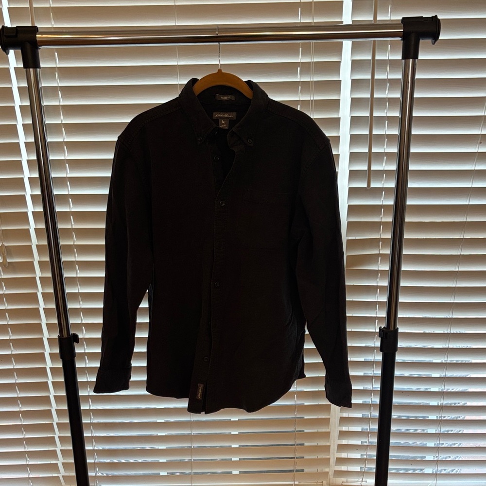 Eddie Bauer Men's Dark Gray Flannel Button Down